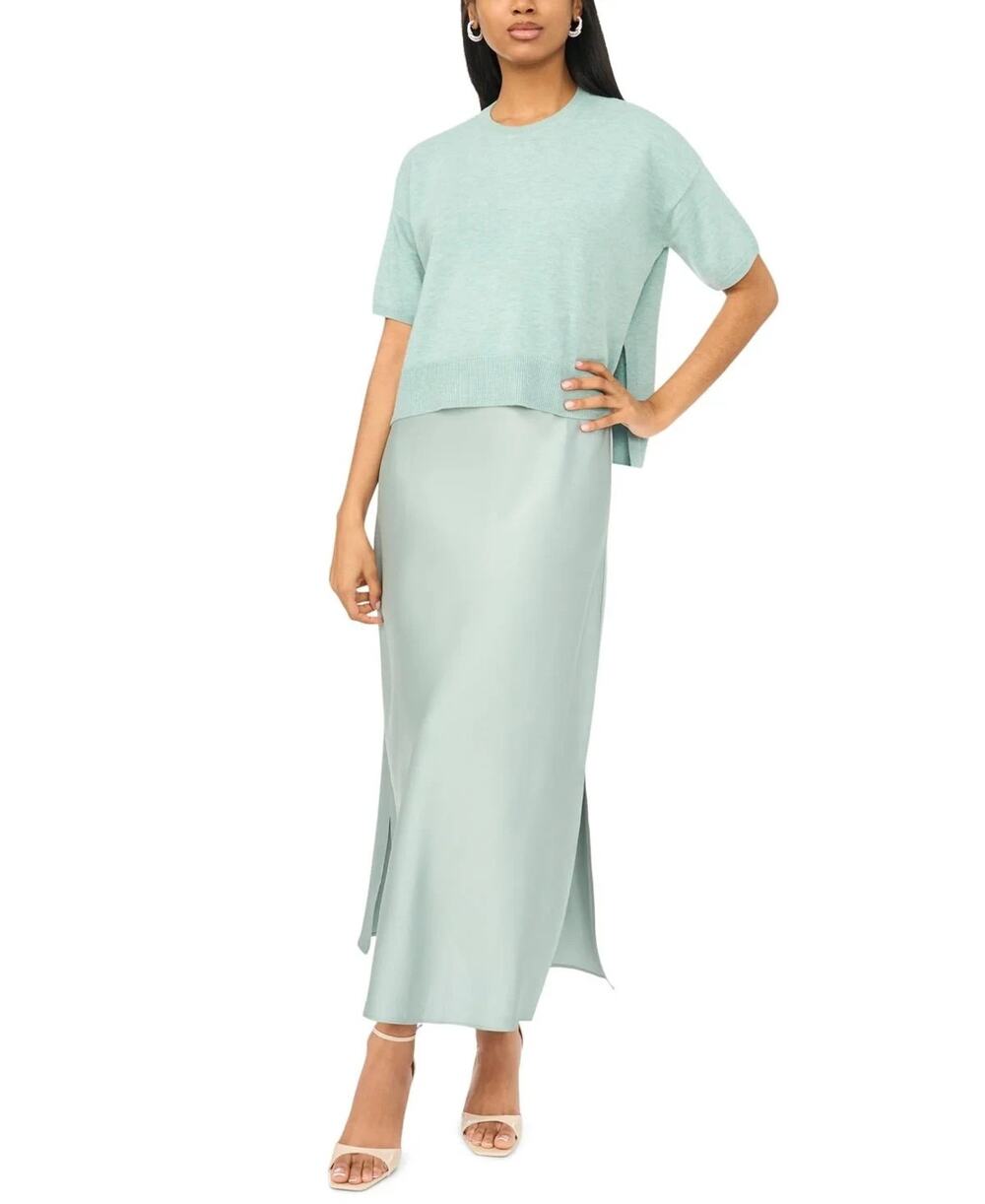 MSK Women's Short Sleeve Sweater & Dress Mint Size M 3801